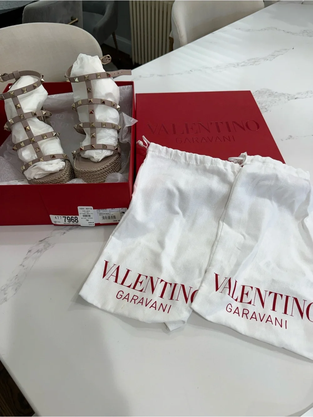 Valentino Pink Rockstud Espadrille Wedge Sandals